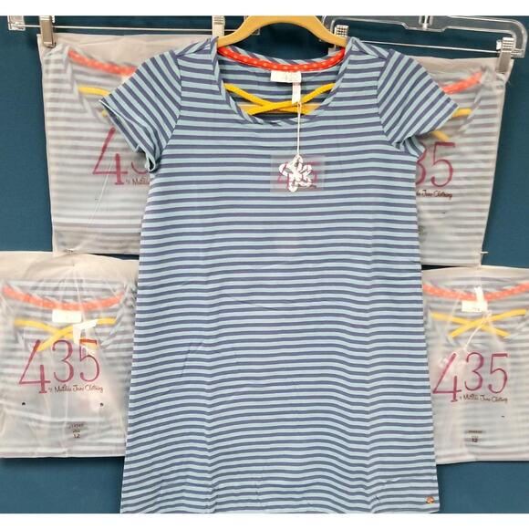 NWT 435 Matilda Jane Long Way Home Blue Stripe Dress Girls Size 12 Spring Summer - Picture 2 of 8